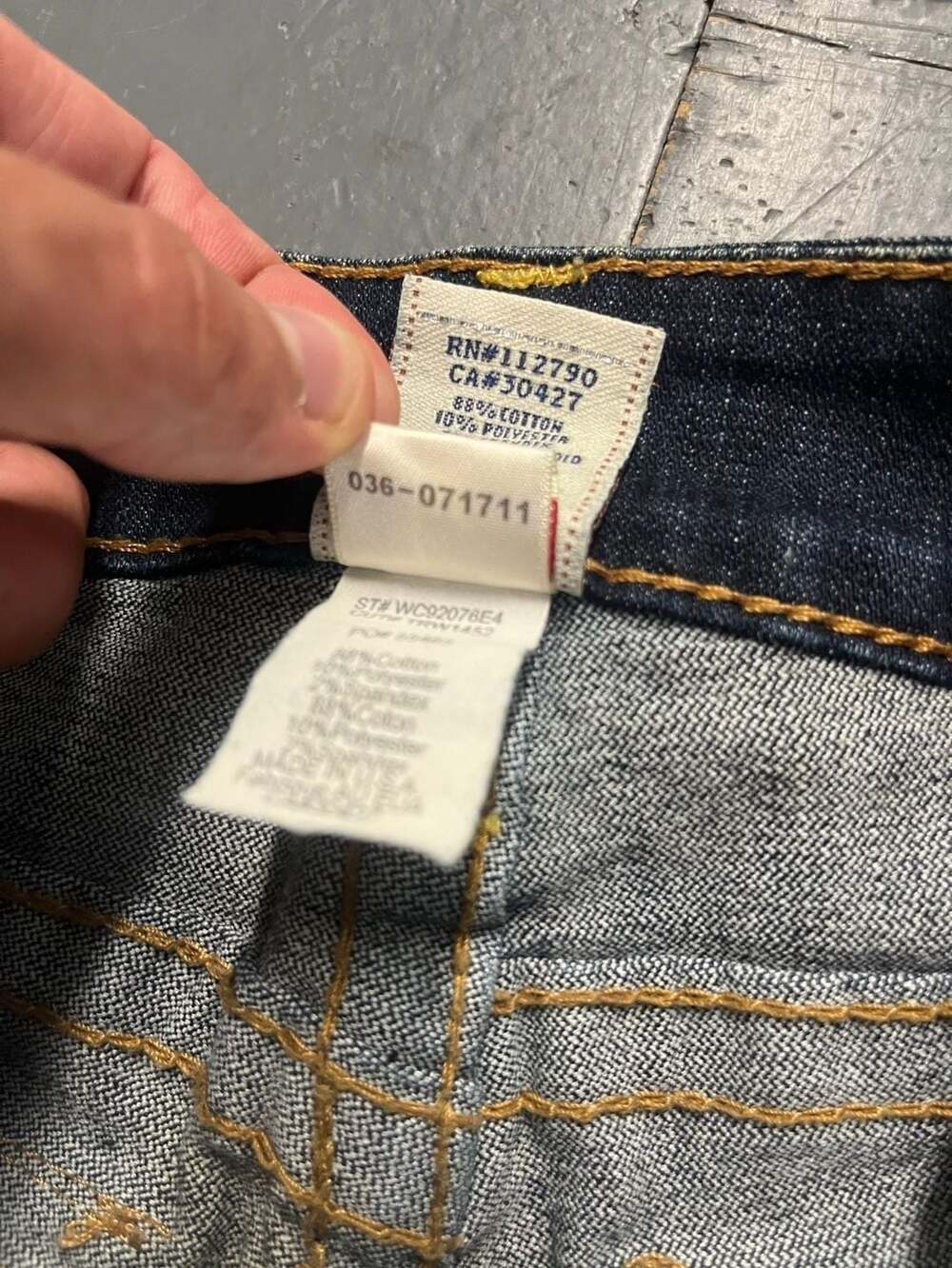 True Religion Women's Dark Wash Flare Jeans with Yellow Stitching, Size 28 - Picture 8 of 11